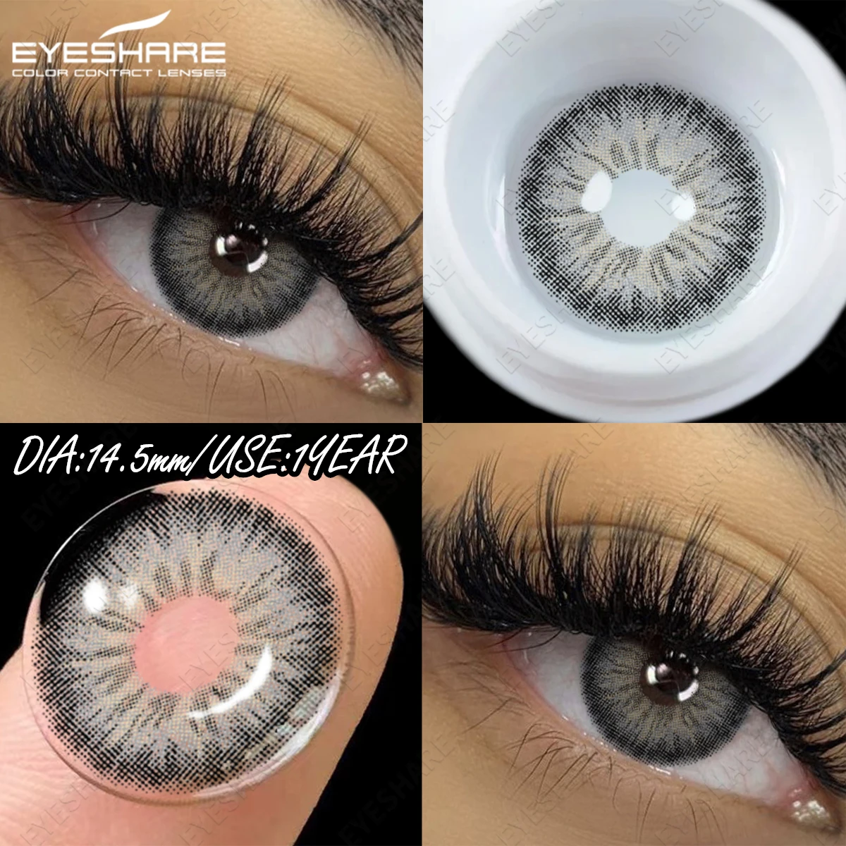 EYESHARE Natürliche farbige Kontaktlinsen, modische graue Augenlinsen, bunte kontaktgraue Augen, Make-up-Farblinse, jährlich, 2 Stück/Paar – Detail 12