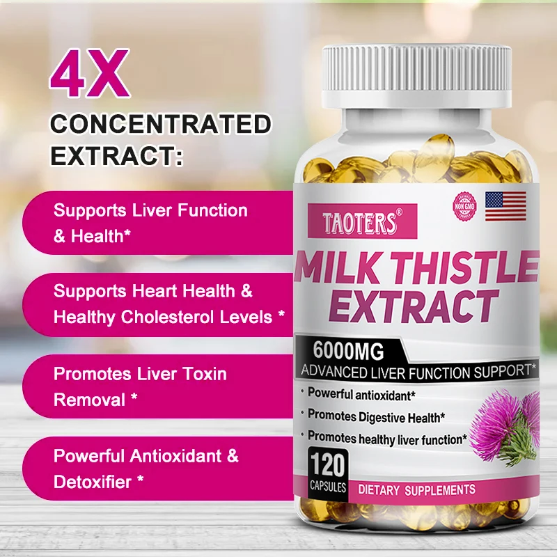 

4X Organic Milk Thistle Extract Capsules Liver Health Help Liver Detox & Cleanse Liver Protection Decompose Alcohol Health Food