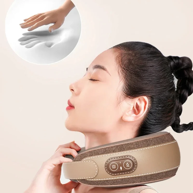 U-shaped Pillow USB Rechargeable Massager Heated Shiatsu Massage Neck Stretcher Cervical Traction Relaxation Orthopedic 5
