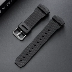 Durable Silicone Sports Watch Strap - Waterproof Rubber Band - 16mm (Black - Silver)