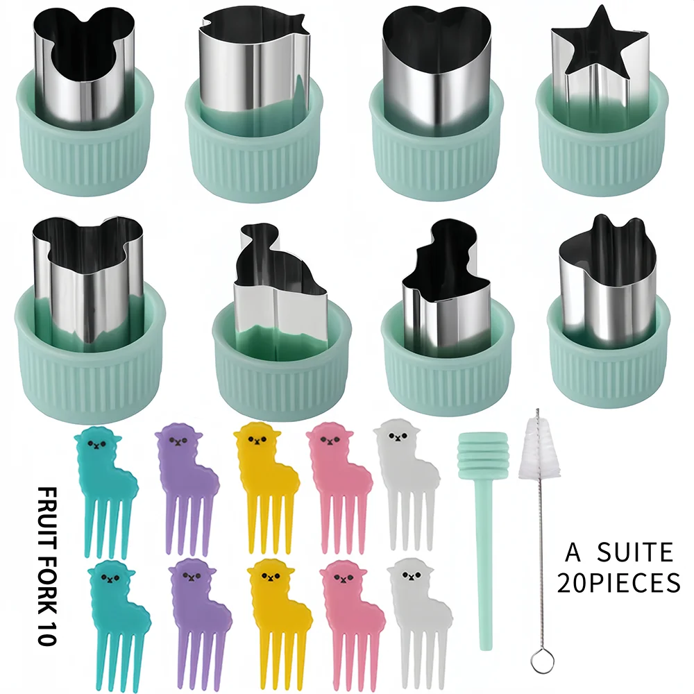 Vegetable Fruit Cutter Machine Set 20PCS Star Heart Cookies Embossing Mold Kitchen Gadgets Fruit Forks fruit slicer,vegetable slicer,vegetable cutter,apple cutter,food slicer