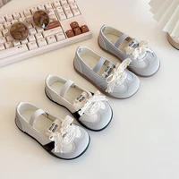 Girl Leather Shoes Children Casual Sneakers Breathable Slip-On Soft Flats Kids Bow Wedding Dress Shoes Princess Ballerinas Shoes 1
