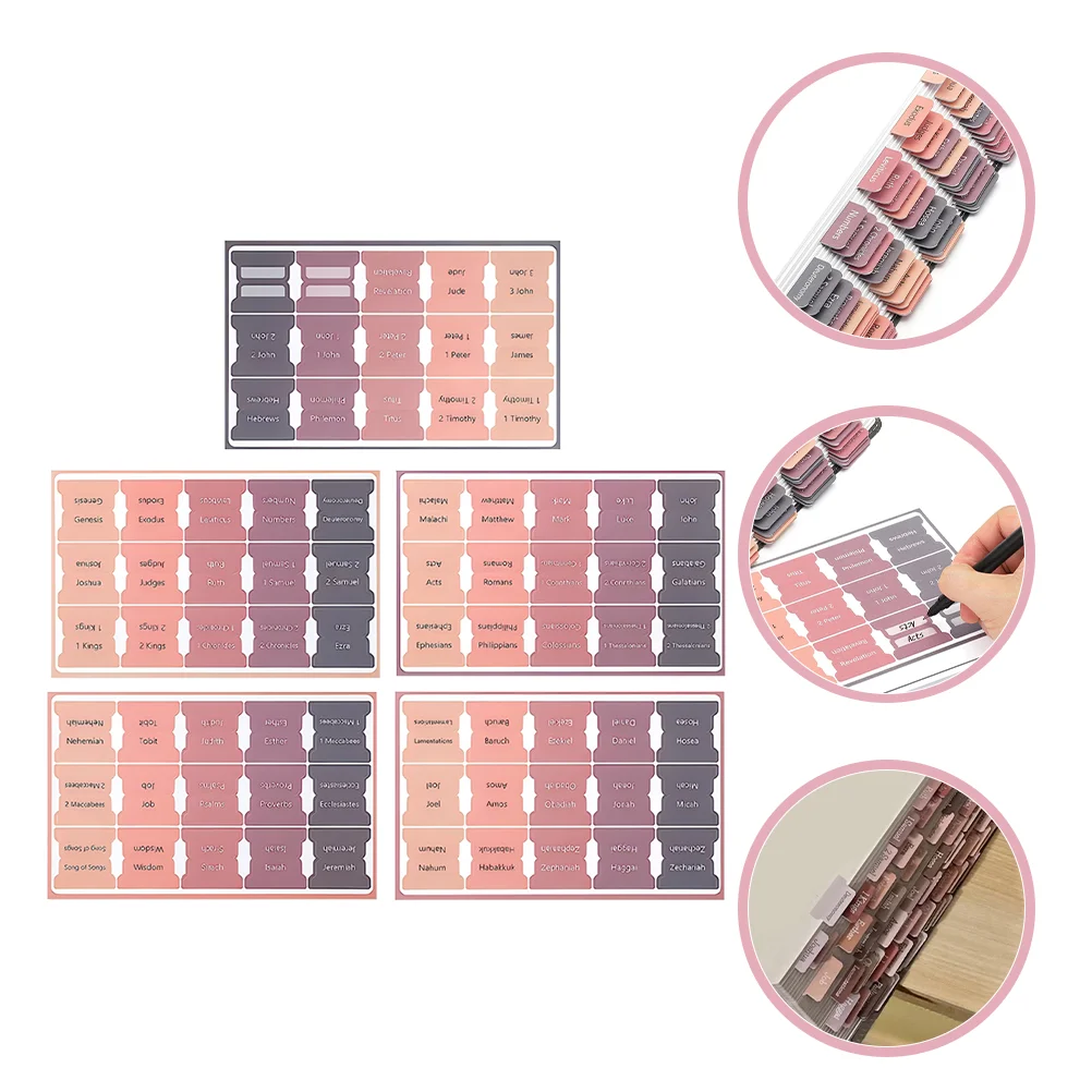 5 Sheets of Paper Bible Tabs for Women Decorative and Practical Bible Study Tabs for Easy Referencing 6