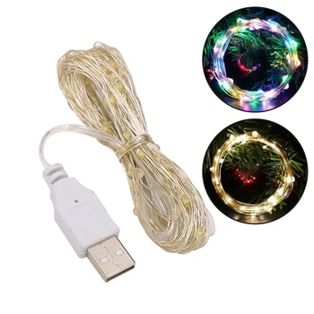배터리 또는 USB LED 화환 조명, 크리스마스 축제 요정 조명, 크리스마스 웨딩 파티 장식, 1 m, 2 m, 5m