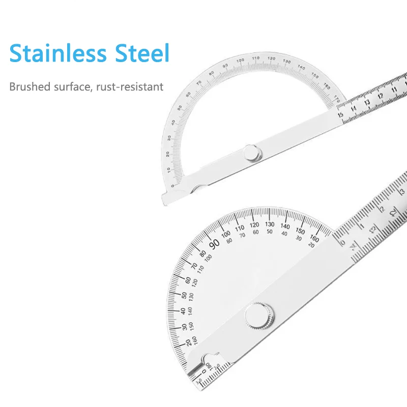 Dodosee Stainless Steel Goniometer Metal Protractor Ruler Multi Angle Measuring Ruler Carpentry Tool Angle Meter Finder