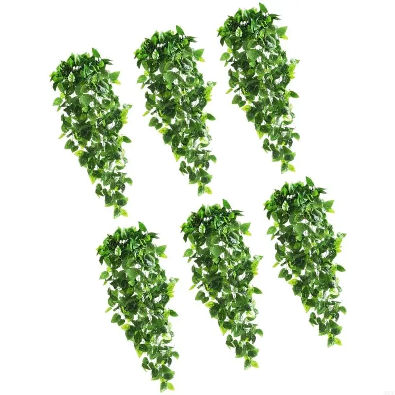 6 Stück synthetische hängende Blätter mit sonnenbeständiger, langlebiger Konstruktion, perfekt für Haushalts- und B03E – Detail 7