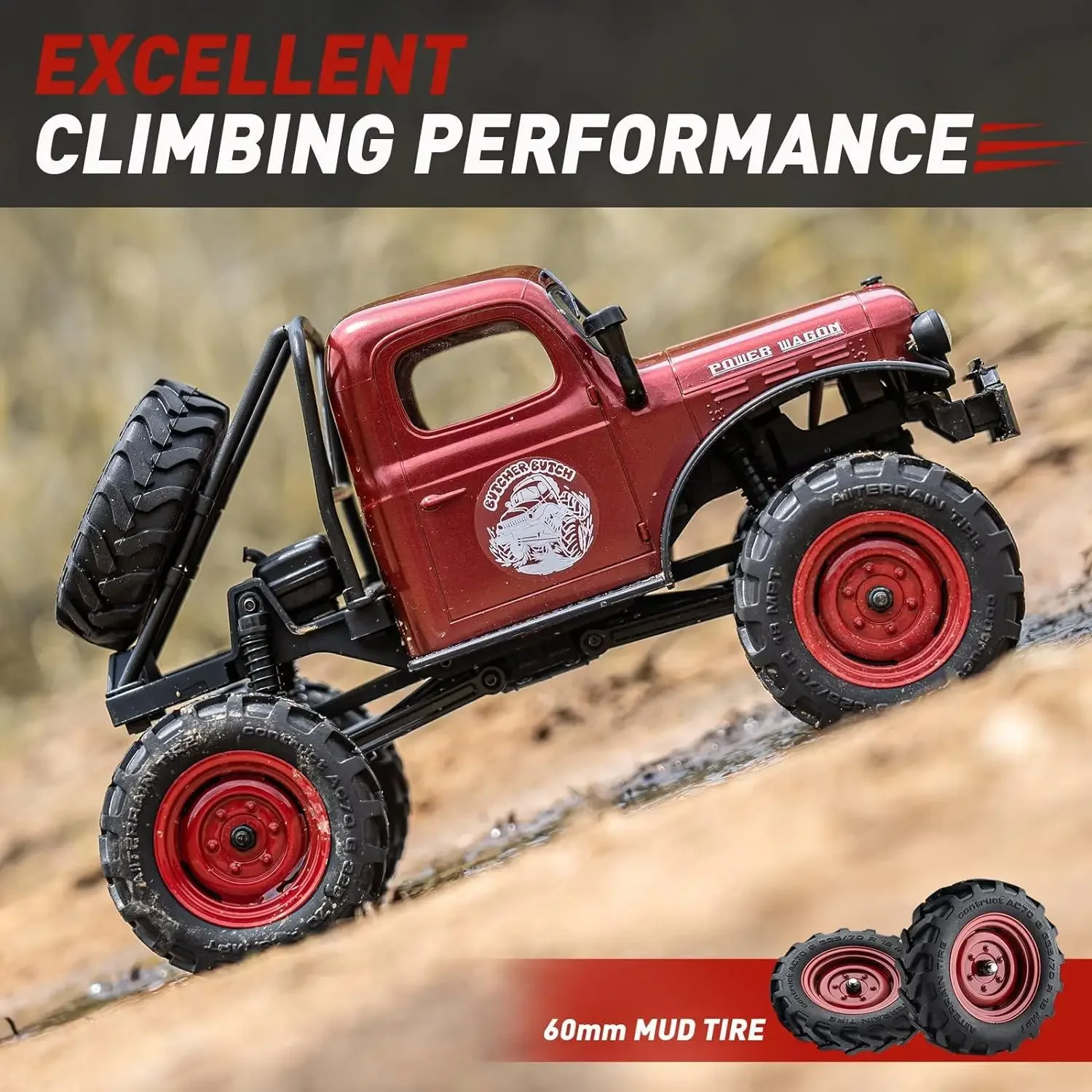 FMS RC 크왈러 1/24 FCX24 파워 왜건 RTR 4WD, 2.4GHz 3CH 리모컨 자동차 (빨간색)