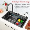 304 Stainless Steel Kitchen Waterfall Sink Digital Display Large Single Sink Dish Basin Sink With Multifunction Touch Waterfall 5