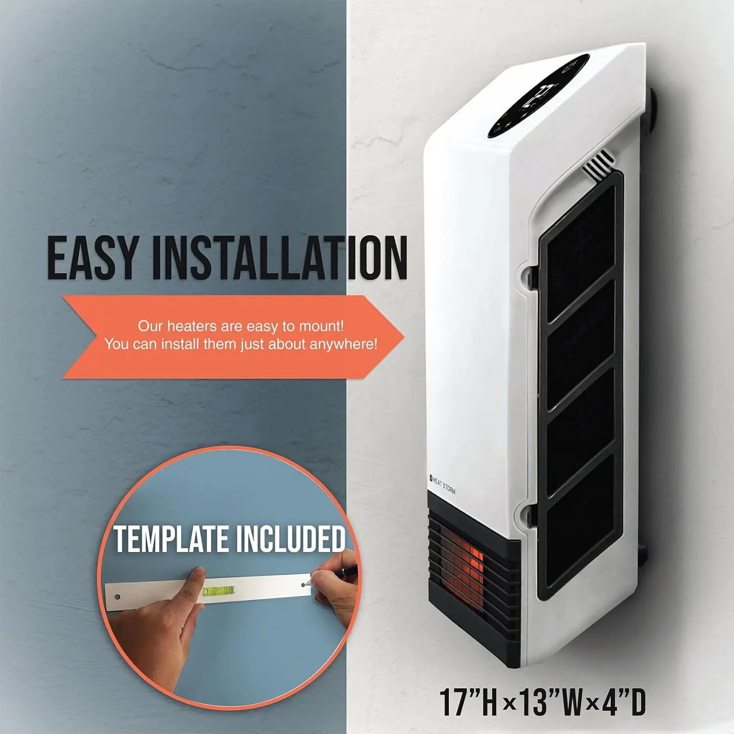 Storm Deluxe Space 1000 Watt Infrared Wall Mount Electric Heater, White