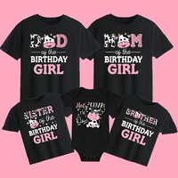 Holy Cow I Am One Family Matching Clothes Baby One Birthday Dad Mom Sis Bro T-shirt  Cute Cow Family Look Outfit Top Baby Romper 1