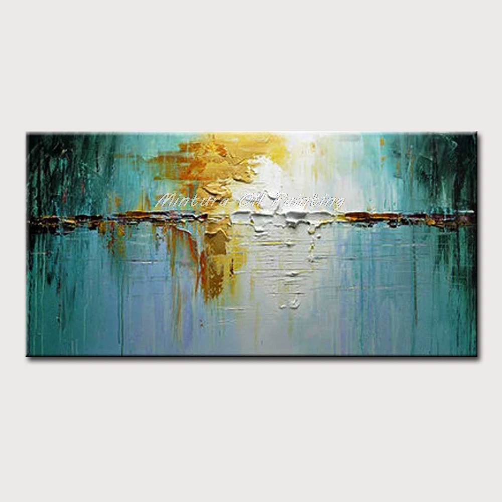 

Mintura Oil Paintings on Canva Handmade Living Room Green Abstraction Hotel Decor Abstract Picture Wall Art Decoration No Framed