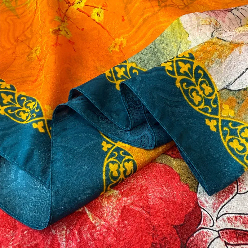 2025 NUOVO marchio di lusso moda donna fiori sciarpa di seta primavera autunno inverno scialli sottili avvolge Femme Beach Sjaals Echarpe Bandana 6