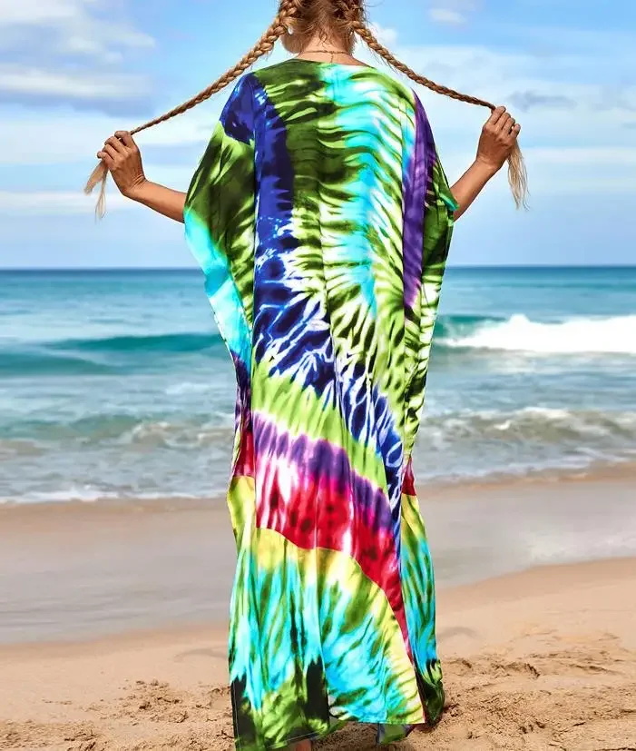 Vestido Kimono multicolor para mujer, traje de baño largo para playa y piscina, para verano, 2022