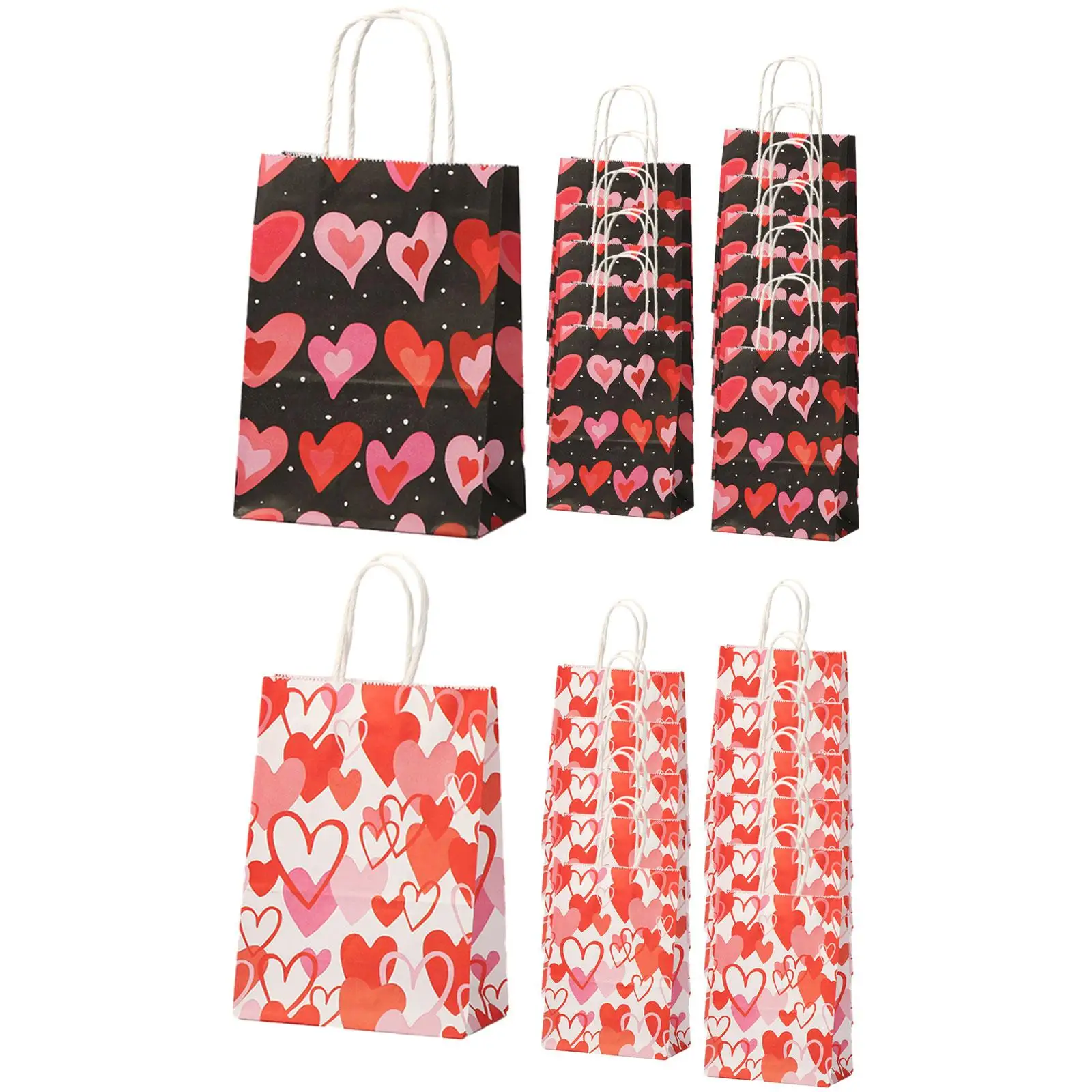 12pcs Valentine`s Day Gift Bags Favor Bags Reusable New Year Retail Bags Tote