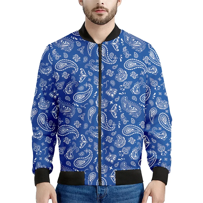 thumbnail image 1 of Chaquetas con estampado de bandana de cachemira de tendencia, moda de primavera y otoño, chaqueta con estampado 3D de manga larga, ropa de calle informal, sencilla y genial para hombre, 1 of 5
