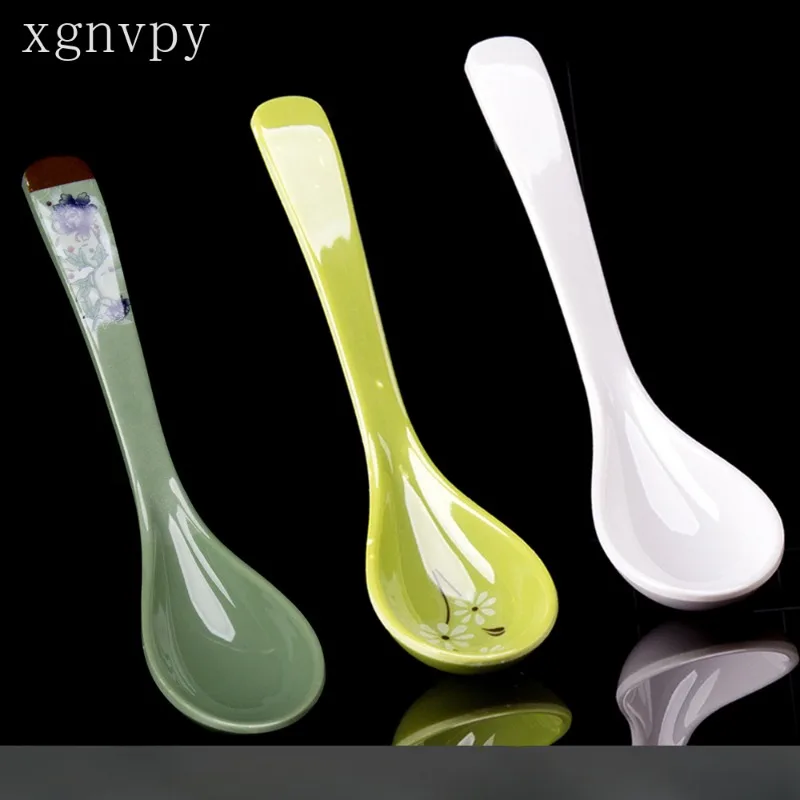 xgnvpy Fast food spoon imitation porcelain plastic soup spoon powder hook Chinese anti-fall durable