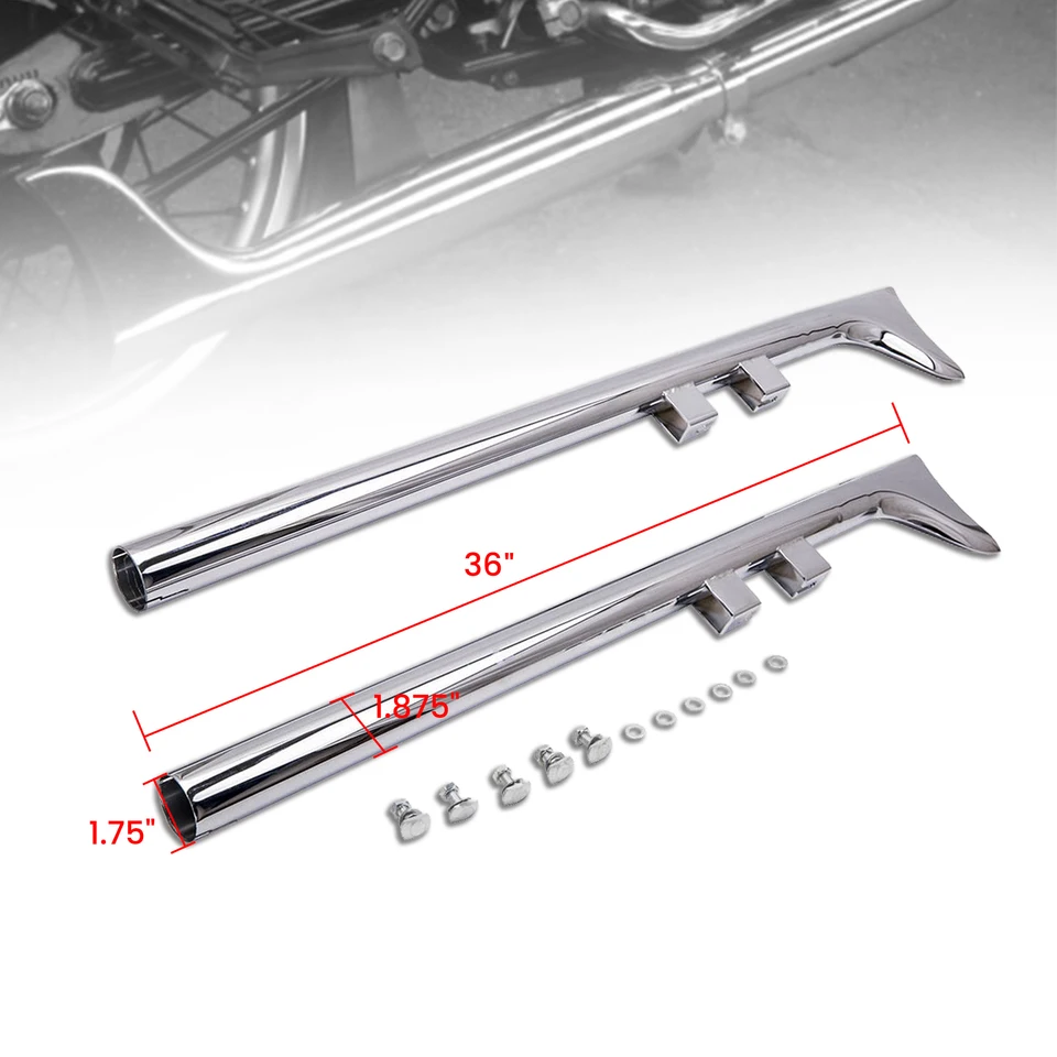 Tarazon 36" Fishtail Slip-On Mufflers For Harley Touring Road King 1995-2016 - Dual Chrome 5 thumbnail image