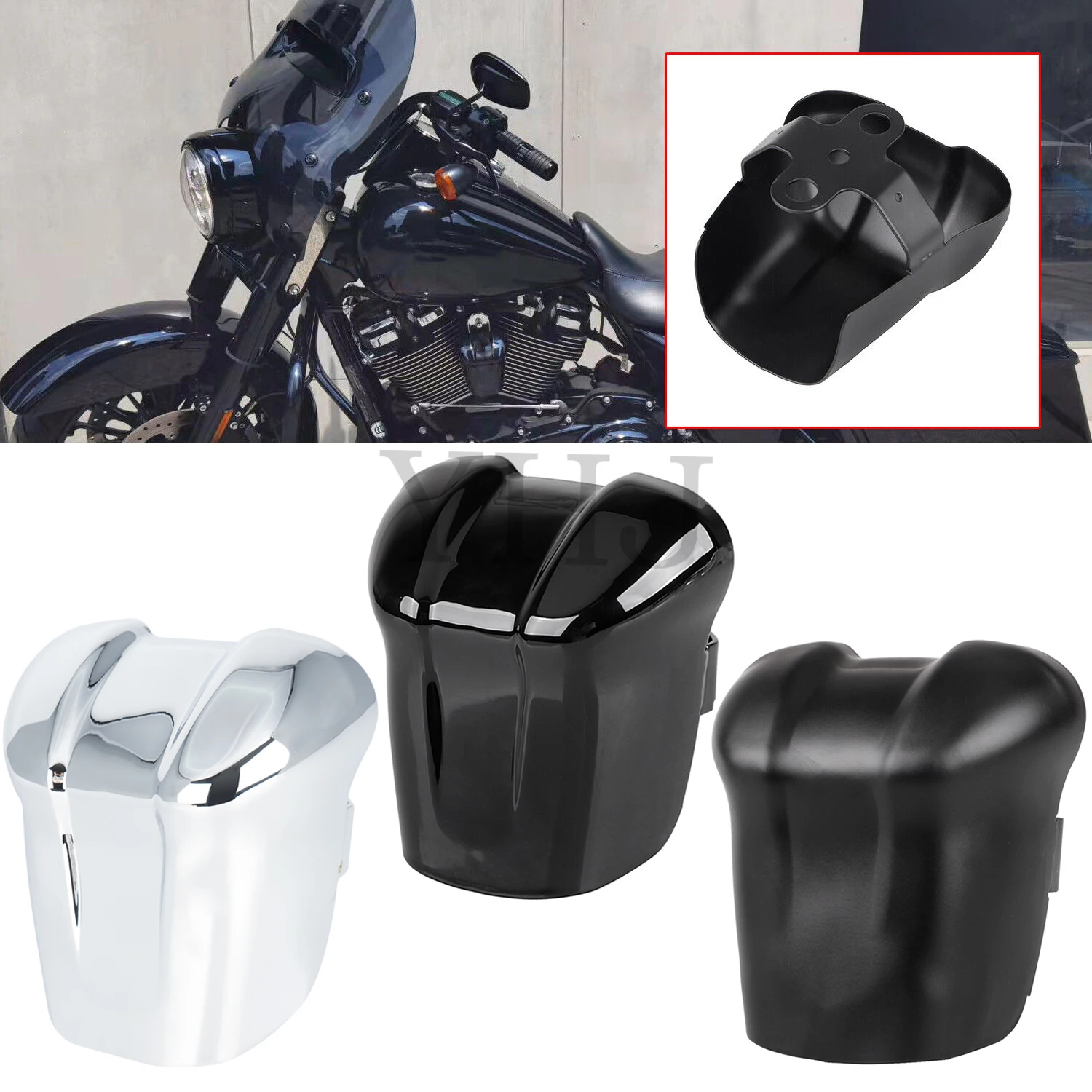 

Motorcycle Waterfall Style Horn Cover Chrome/Gloss Black/Matte Black For Harley Electra Street Road Tour Glide King 1995-2020