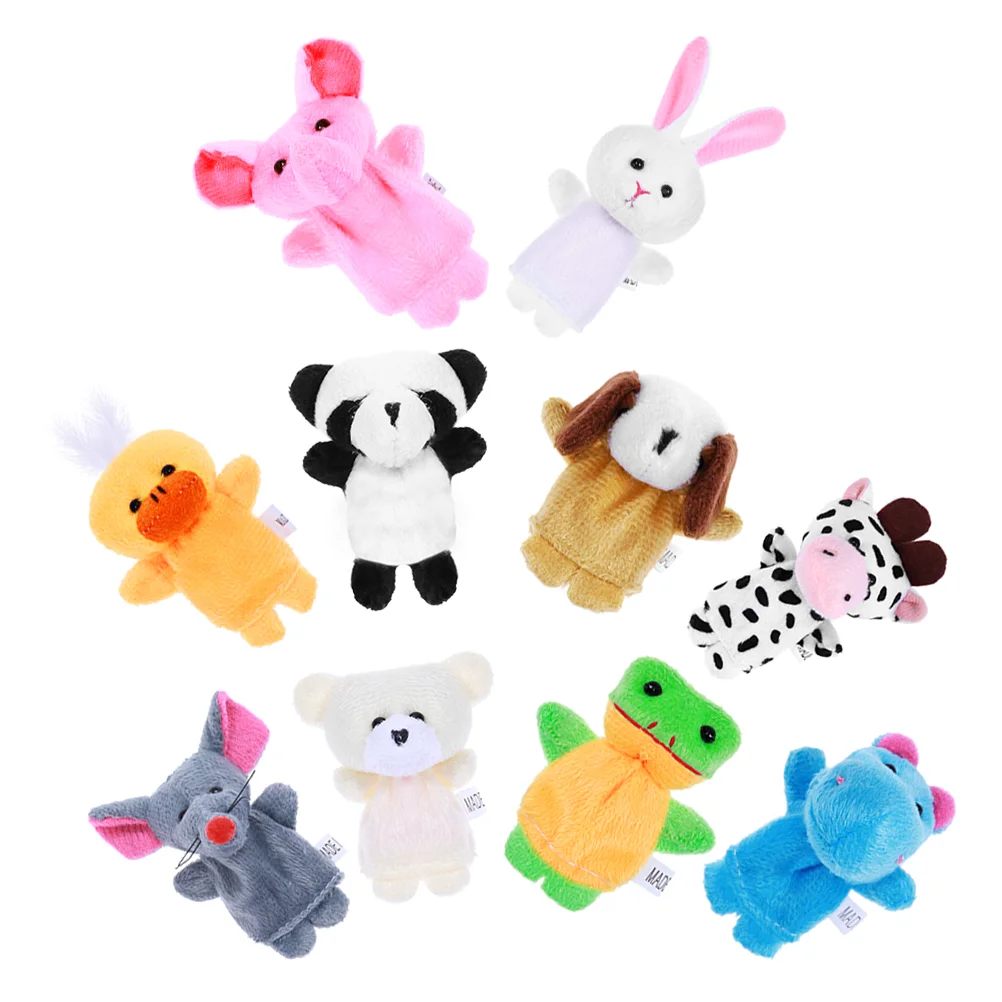 

10 Pcs Soothing Hand Puppet Kids Toys Plush Puzzle Toddler Finger Puppets Animal Parent-child