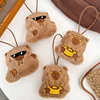 Cute Capybara Plush Toy Soft Stuffed Doll With Lanyard Keychain Backpack Pendants Bag Hanging Ornaments Couple Accessories Gifts 1