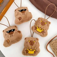 Cute Capybara Plush Toy Soft Stuffed Doll With Lanyard Keychain Backpack Pendants Bag Hanging Ornaments Couple Accessories Gifts 1