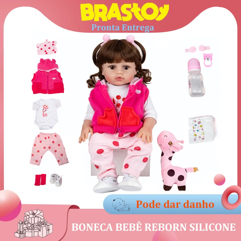 Boneca Bebê Reborn com Corpo de Silicone / Menina com Conjunto de