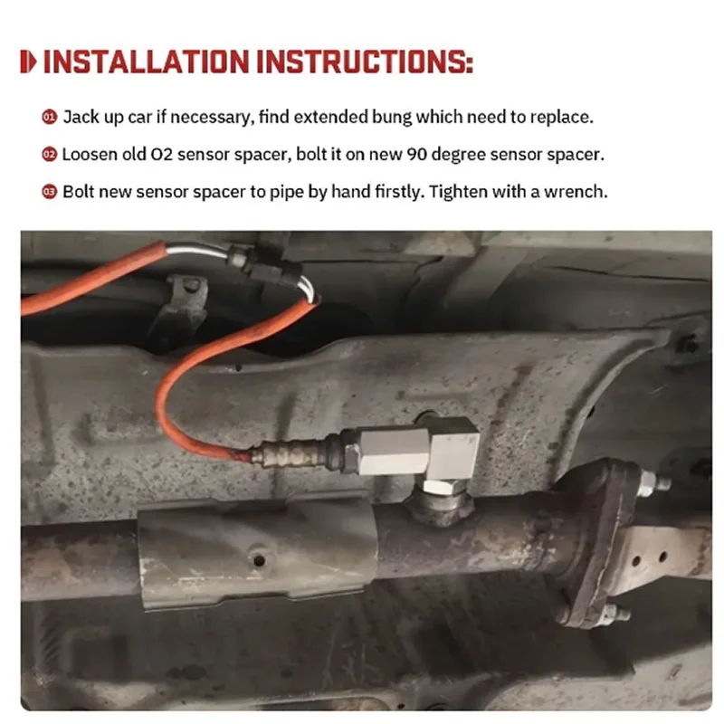 Oxygen Sensor Spacer Universal 02 Bung Extension Catalytic Converter O2 Oxygen Sensor Spacer Oxygen Sensor Extender 0/90 Degree