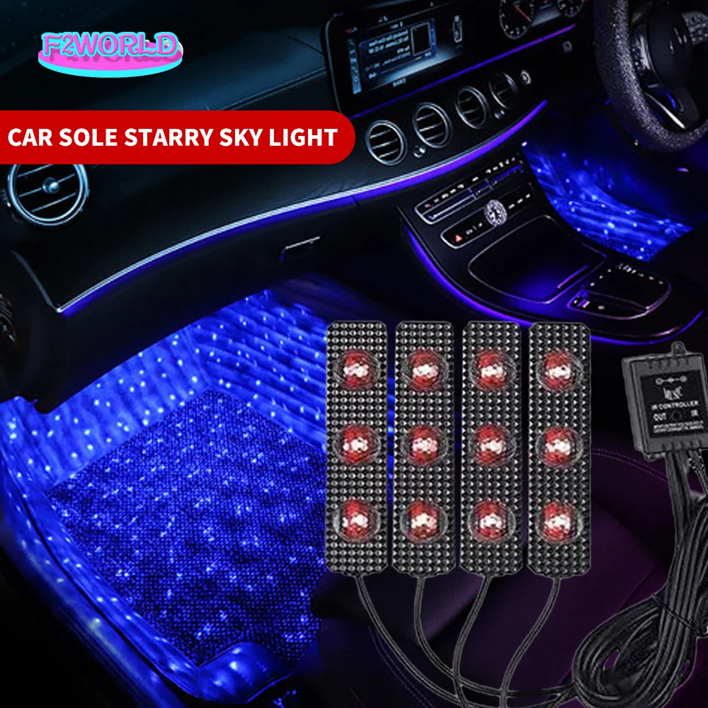 자동차 인테리어 RGB LED 스트립 조명 스타일링 장식, 분위기 램프 액세서리, 풋 라이트 음악, 4 개