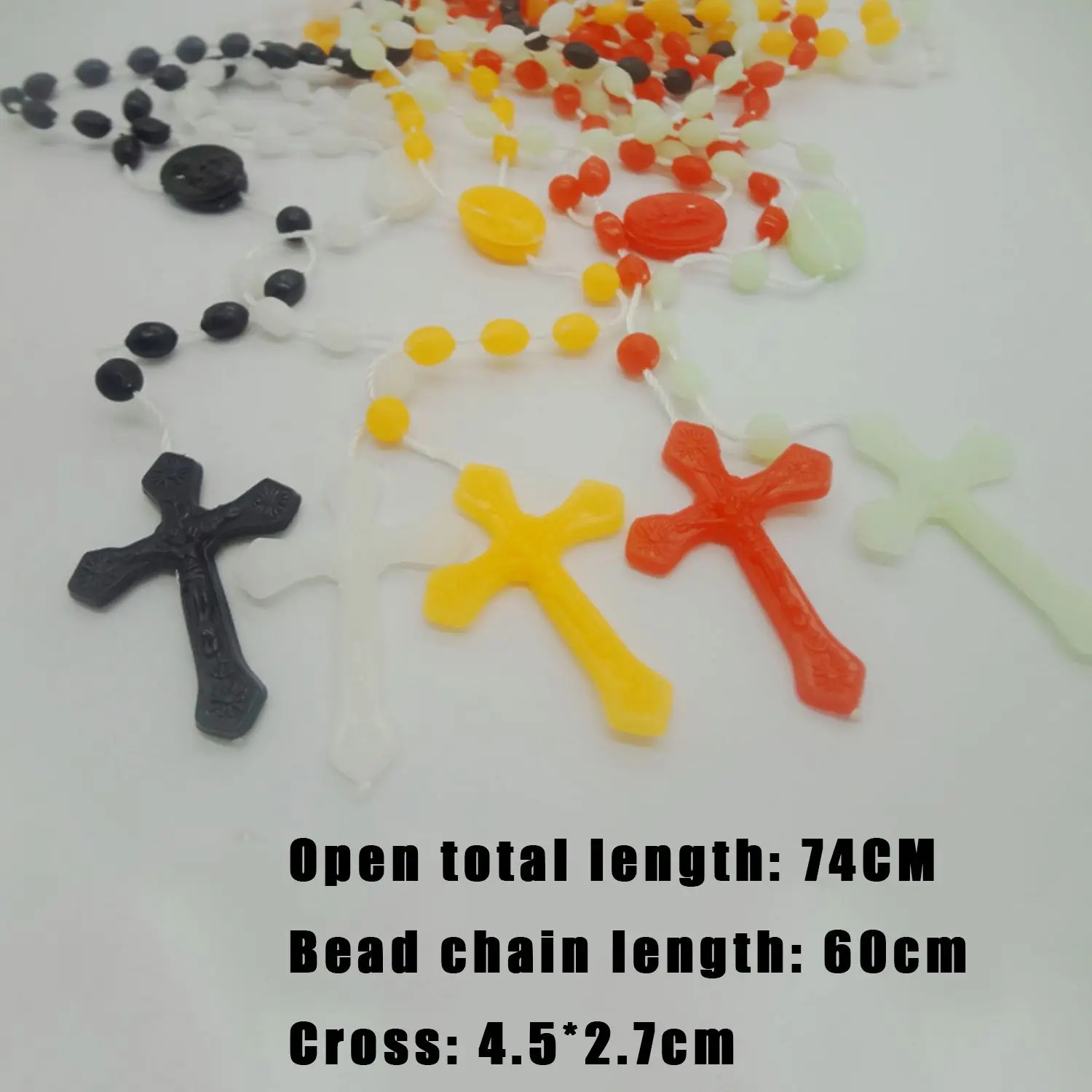 Glowing Rosary Necklace Plastic Catholic Cross Necklace Luminous Religious
