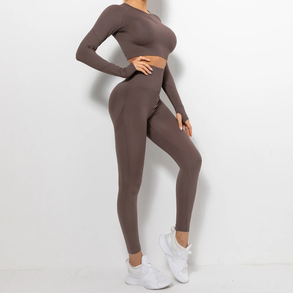 

2PCS Yoga Set Sportswear Women Suit For Fitness Seamless Sports Suit Workout Clothes Tracksuit Sports Outfit Gym Clothing Wear