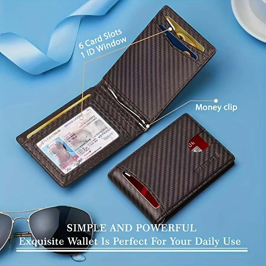 Men's Leather Wallet, RFID Blocking Anti-theft Wallet, Multi-card Card Holder, Money Clip