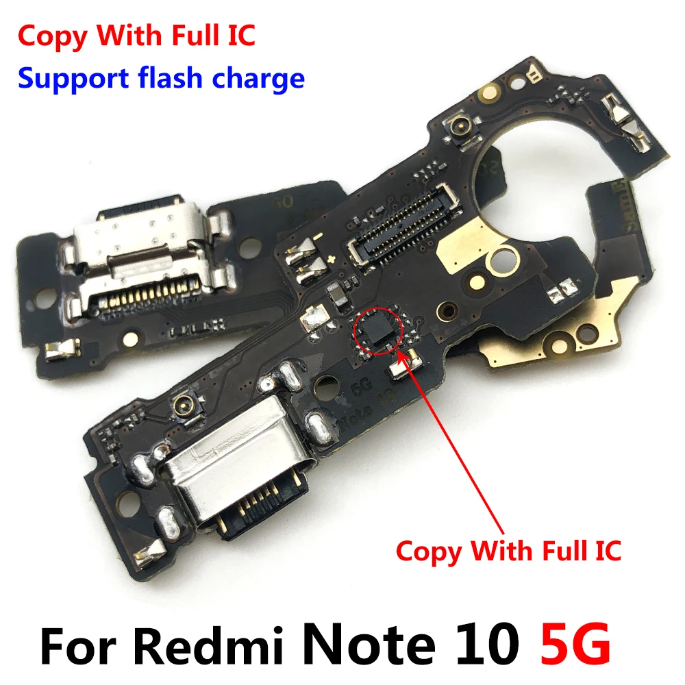 10 Pcs Charging Port Flex For Xiaomi Redmi Note 10 Pro / Note 10 5G Dock USB Charger Connector With Microphone Flex Cable