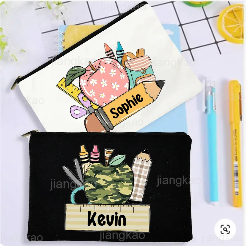 Personalised Pencil Bag Custom Name Pencil Case Kids Back To School Present Stationery Supplies Bags Christmas Birthday Gift