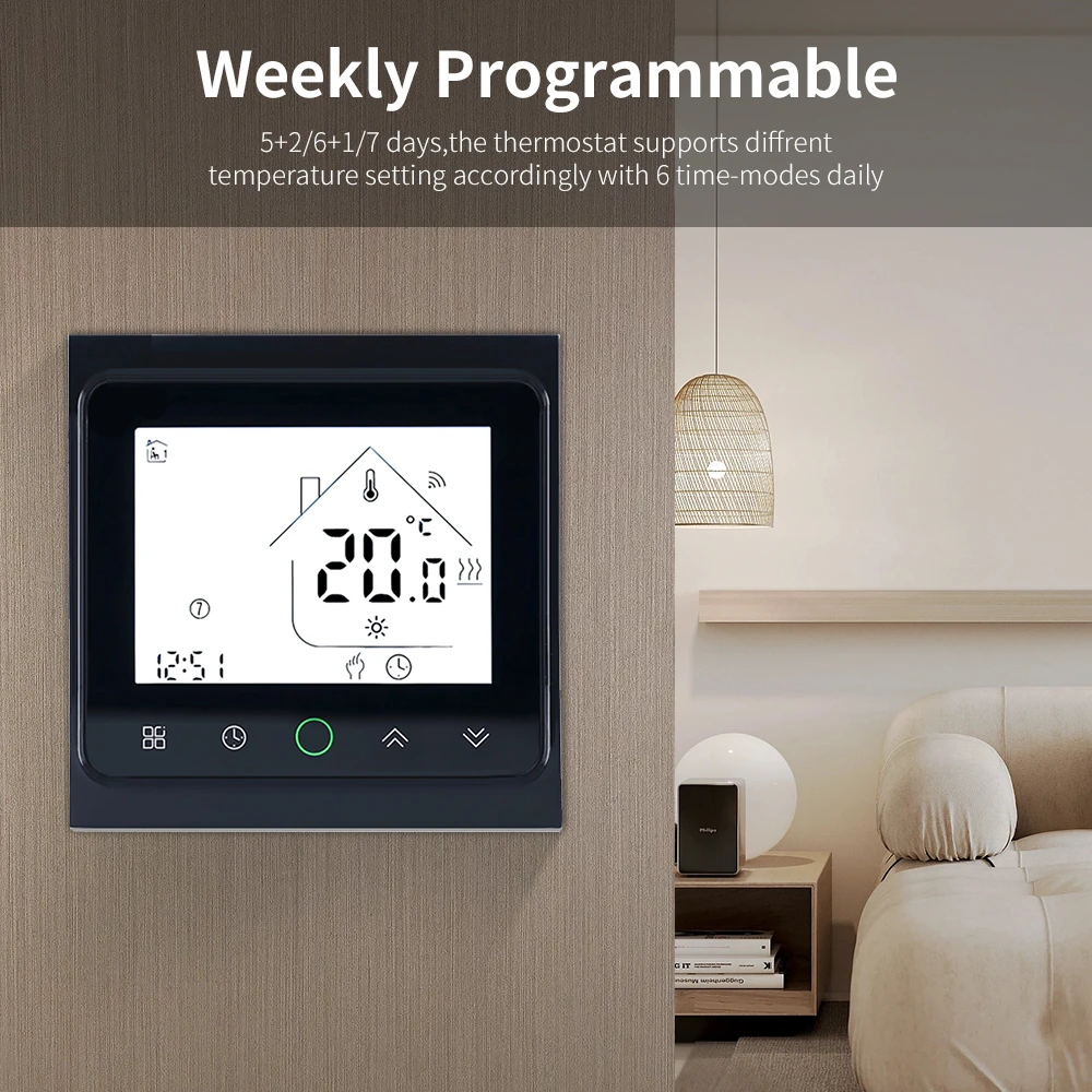 Smart WiFi Thermostat with Voice Control and Digital LCD Display