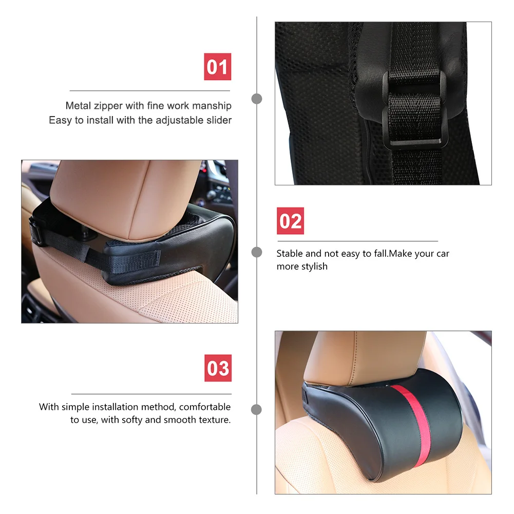 Car Neck Pillow PU Leather Car Headrest Pillow Memory Foam Neck Pain Relief Seat Support Accessories Car Pillow Car Headrest Memory Foam Pillow Car Neck Pillow