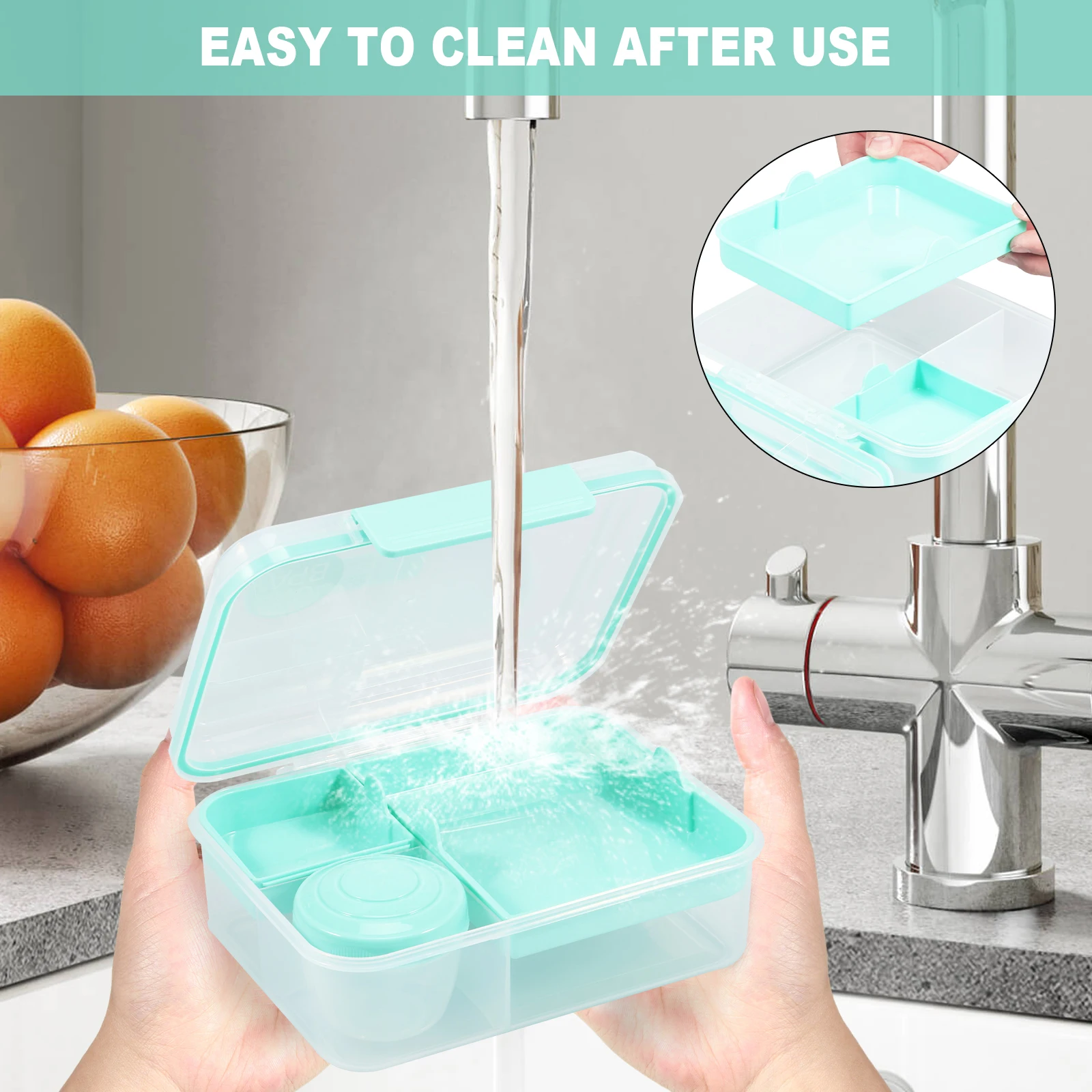 Snackle Box Container Double Layer Meal Prep Containers Reusable Snack Container Compact Salad Box with Removable Trays Sauce