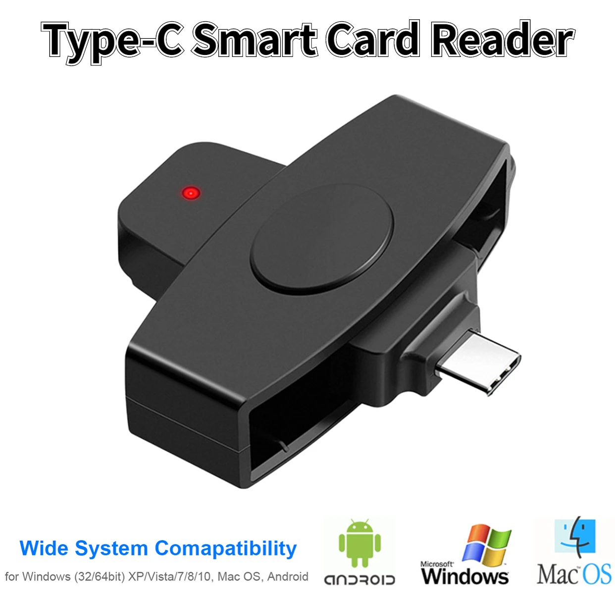 Lecteur de carte à puce USB type C, adaptateur portable, pour Citizen Bank EMV SD externe pour Windows Mac/Android OS