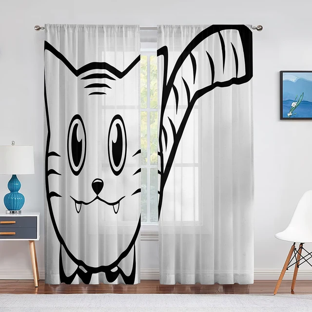 Feelyou Cortinas de gato de desenho animado para quarto estampa de gatos  coloridos cortinas de janela com isolamento térmico gatinho fofo tratamento  de janela animais de estimação cortinas de janela para crianças