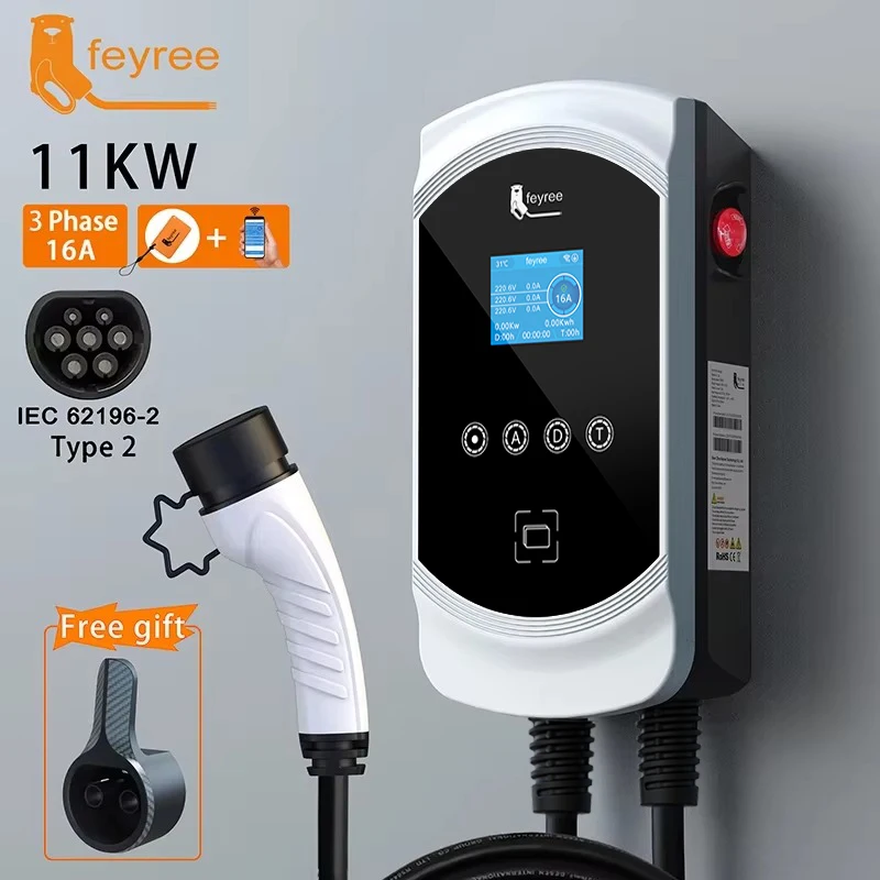 feyree EV Charger 32A 7.6KW Electric Vehicle Car Charger EVSE Wallbox 11KW 22KW 3Phase Type2 Cable IEC62196-2 Socket APP Control - 4