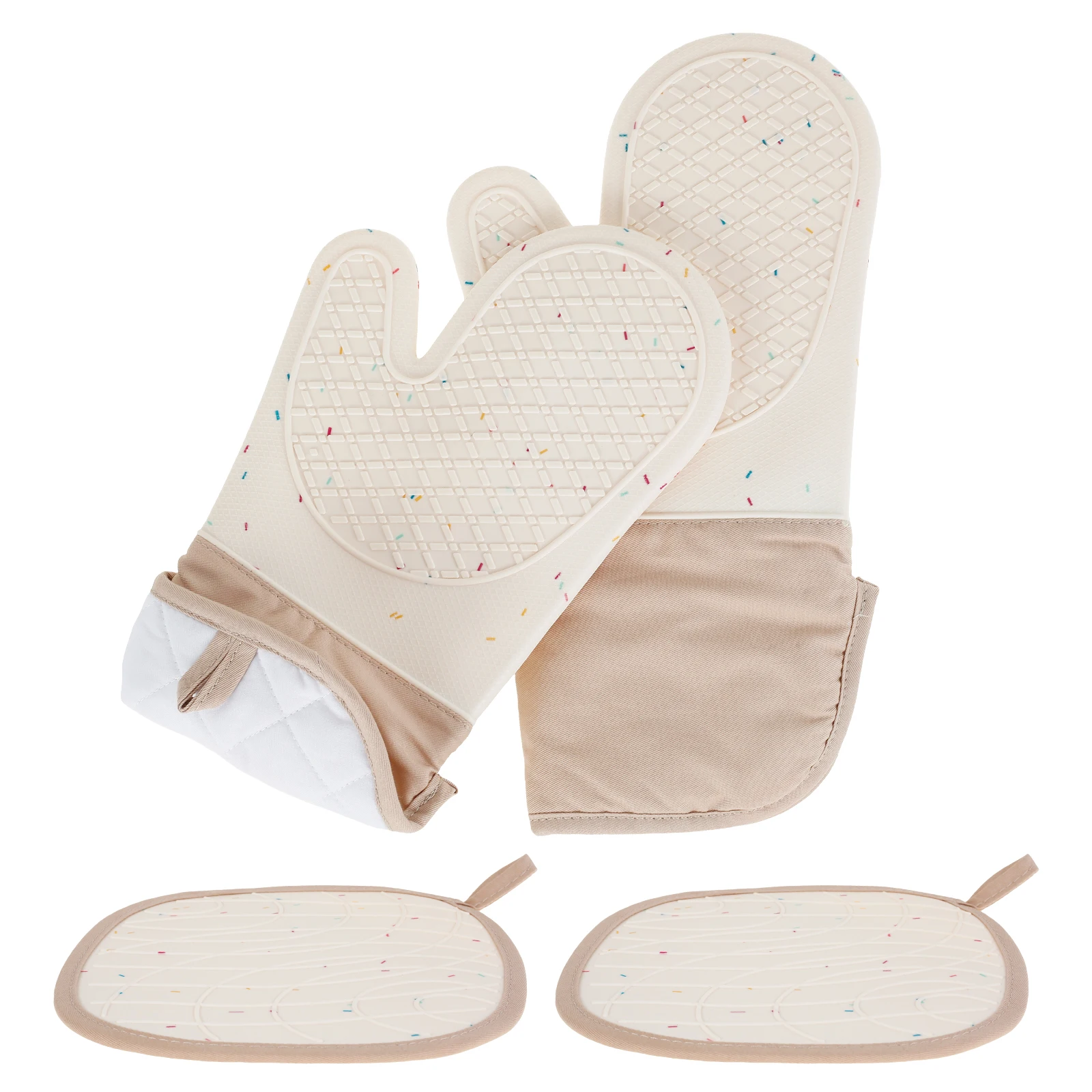 Silicone Oven Mitts Heat Resistant Cooking Gloves with Pot Holders Thickened Non-slip for BBQ Bake Kitchen Accessory