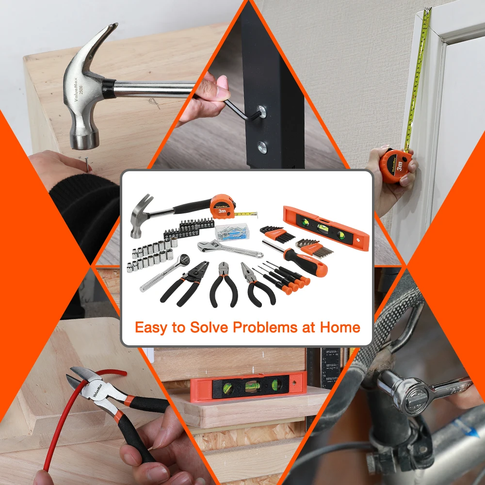 ValueMax 8PC-150PC Home Tool Set for Home Repair Tool Set Household Kits With Screwdrivers Pliers Hammer Utility Knife Box