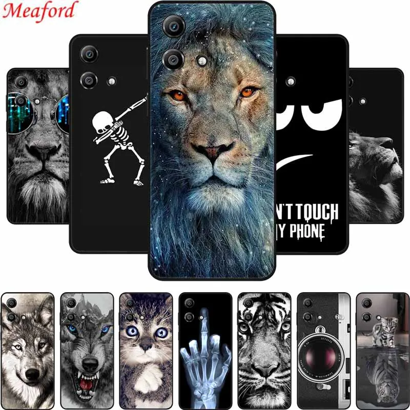 Per Moto Edge 40 Neo Custodia Per Telefono Cover Lion Wolf Tiger Custodie Posteriori Morbide In Silicone Nero Per Motorola Edge 40 Neo Fundas Coque 6.