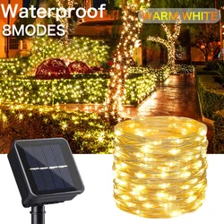 Solar-Powered 1000 LED Outdoor Waterproof Copper Fairy Lights - 100M - 32M 300LED 800mAh (Warm 1PC)