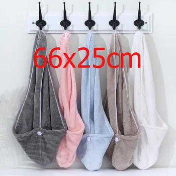 66x25cm Towel Women Adult Bathroom Absorbent Quick-Drying Bath Thicker Shower Long Curly Hair Cap Microfiber Wisp Dry Head Hair