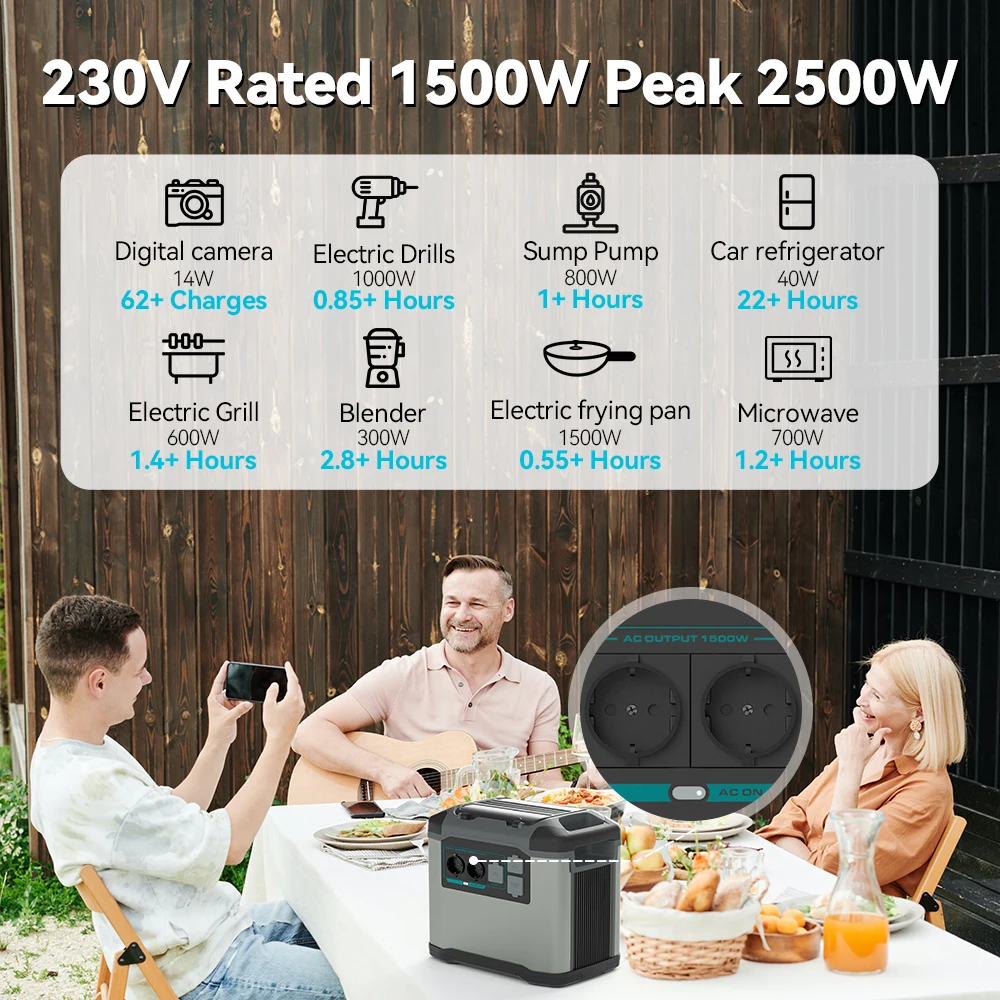 FF Flashfish Solar Generator 230V 1500W Portable Power Station 1008Wh 280000mAh/3.6V for Home Emergency Battery Backup Outdoor 2
