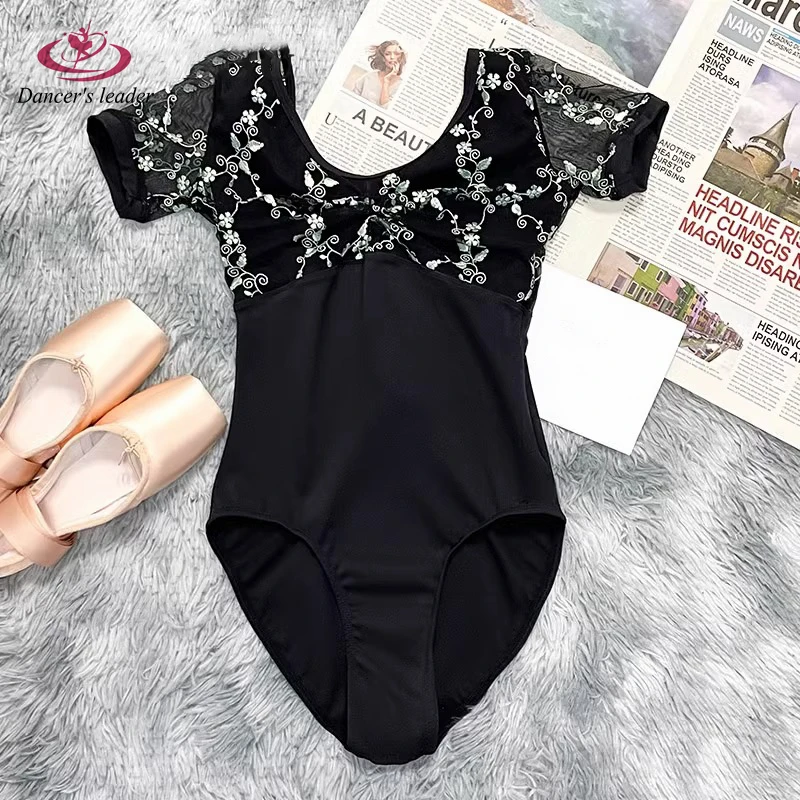 

Ballet Costume Leotard for Practice Clothes Mesh Embroidery Stitching Gymnastics Tight Clothes Performance Aerial Yoga Costume