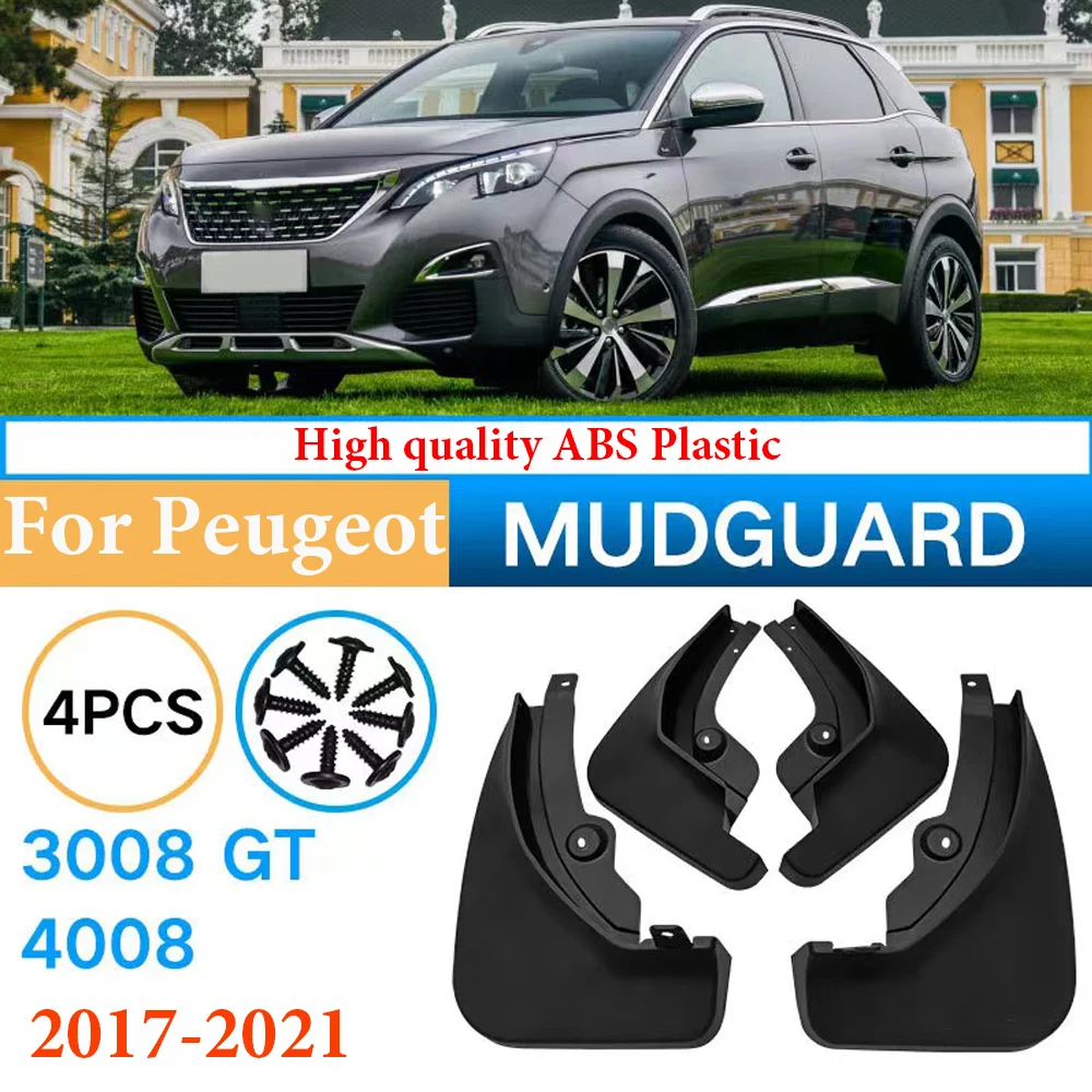 

4pcs Front Rear Mud flaps For Peugeot 3008 3008GT MK2 2017 2018 2019 Splash Guards Mudguards Mudflaps Car Fenders