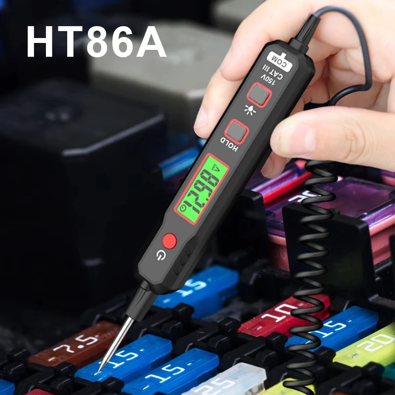 HT86A Car Voltage Detector Pen Automobile Fault Maintenance Circuit Tester Digital Backlight Car Fuse Diagnostic Probe Tools