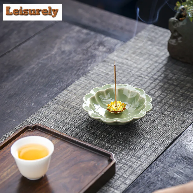 Four Seasons Flower Plate Incense Holder Handmade Mist Smoking Steamers Incense Burners Meditation Censer Buddhism Craft Gift