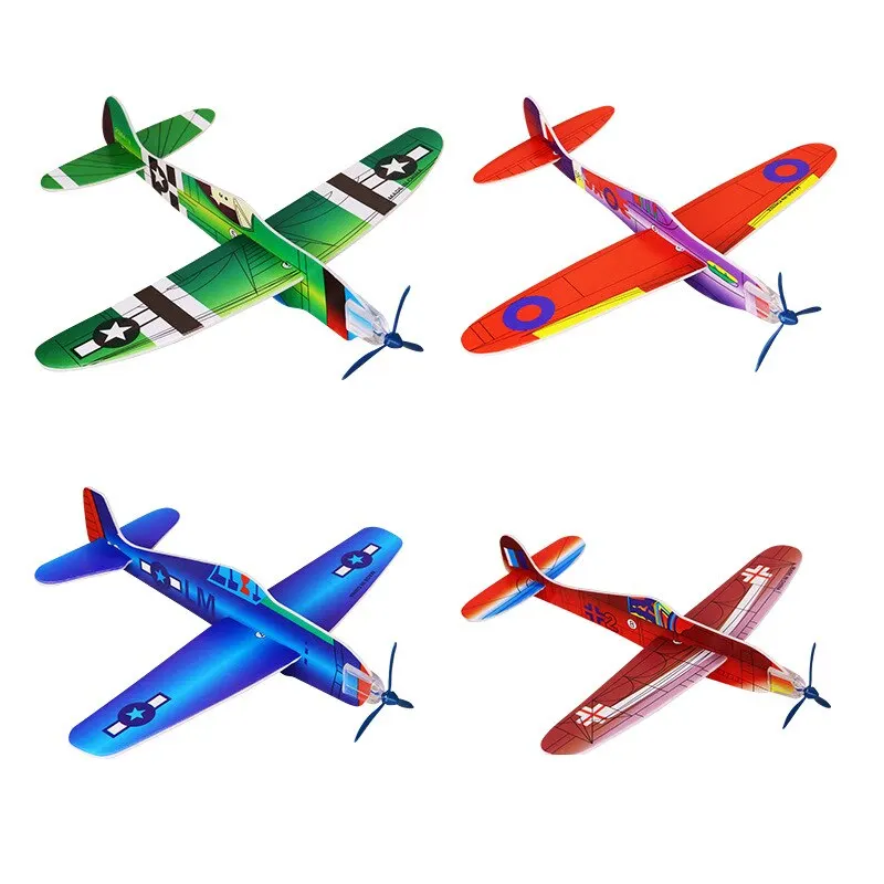 12/24Pcs Foam Airplane Glider Hand Thrown Flying Toy Plane for Kids Adults Outdoor Sports Toys Birthday Party Gift Easy Assemble